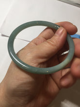 Load image into Gallery viewer, 60mm Certified Type A 100% Natural light green/blue/gray Guatemala slim round cut Jadeite bangle PD73-8152
