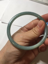 Load image into Gallery viewer, 60mm Certified Type A 100% Natural light green/blue/gray Guatemala slim round cut Jadeite bangle PD73-8152