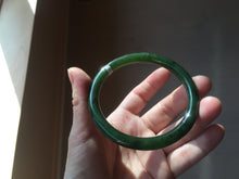 Load image into Gallery viewer, 60mm certified 100% Natural dark green/black round cut nephrite (碧玉) bangle HN19-9158
