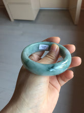 Load image into Gallery viewer, 53mm certified 100% natural Type A green white with green floating flowers chubby jadeite bangle PB241-9548