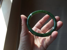 Load image into Gallery viewer, 60mm certified 100% Natural dark green/black round cut nephrite (碧玉) bangle HN19-9158