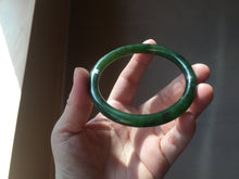 Load image into Gallery viewer, 60mm certified 100% Natural dark green/black round cut nephrite (碧玉) bangle HN19-9158