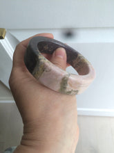 Load image into Gallery viewer, 55.2mm 100% natural pink/yellow/dark red/black time series(时光系列) Square style rose stone (Rhodonite)square bangle XY85