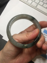 Load image into Gallery viewer, 53.7mm certificated Type A 100% Natural dark green gray black Jadeite Jade bangle S87-7052