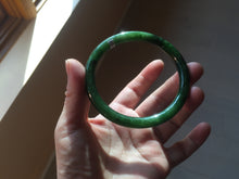 Load image into Gallery viewer, 62mm certified 100% Natural dark green/black round cut nephrite (碧玉) bangle HN17-9162