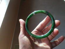 Load image into Gallery viewer, 62mm certified 100% Natural dark green/black round cut nephrite (碧玉) bangle HN17-9162