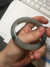 Load image into Gallery viewer, 53.7mm certificated Type A 100% Natural dark green gray black Jadeite Jade bangle S87-7052