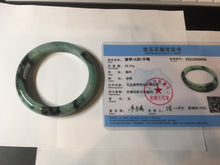 Load image into Gallery viewer, Shopify only! 59mm certified type A 100% Natural icy watery green/black Jadeite Jade bangle BM44-8566