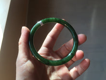 Load image into Gallery viewer, 62mm certified 100% Natural dark green/black round cut nephrite (碧玉) bangle HN18-9161