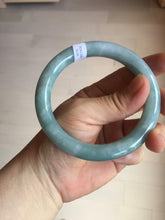 Load image into Gallery viewer, 60.5mm certified 100% natural light green/blue chubby round cut jadeite jade bangle PC99-9145