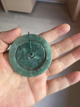 Load image into Gallery viewer, 50.9mm Type A 100% Natural icy dark green/gray Jadeite Jade safety Guardian donut Pendant PB195-1