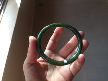 Load image into Gallery viewer, 62mm certified 100% Natural dark green/black round cut nephrite (碧玉) bangle HN16-9150