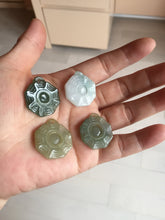 Load image into Gallery viewer, 100% natural type A light green dark green jadeite jade 3D the eight trigrams(Bagua,八卦) pendant group AX151