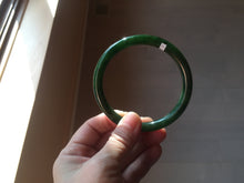Load image into Gallery viewer, 62mm certified 100% Natural dark green/black round cut nephrite (碧玉) bangle HN16-9150