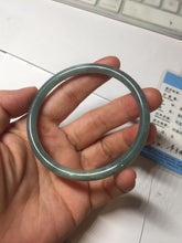 Load image into Gallery viewer, 58.5mm Certified Type A 100% Natural light green/blue/gray Guatemala slim round cut Jadeite bangle PD74-8134