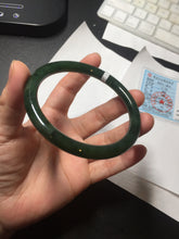 Load image into Gallery viewer, 62mm certified 100% Natural dark green/black round cut nephrite (碧玉) bangle HN16-9150