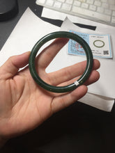 Load image into Gallery viewer, 62mm certified 100% Natural dark green/black round cut nephrite (碧玉) bangle HN16-9150