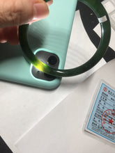 Load image into Gallery viewer, 62mm certified 100% Natural dark green/black round cut nephrite (碧玉) bangle HN16-9150