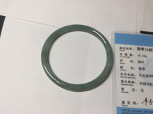 Load image into Gallery viewer, 58.5mm Certified Type A 100% Natural light green/blue/gray Guatemala slim round cut Jadeite bangle PD75-8151