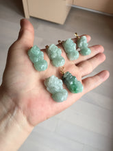 Load image into Gallery viewer, 100% natural type A sunny green jadeite jade 3D PiXiu (貔貅) pendant group AX150