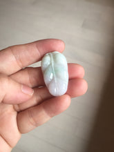 Load image into Gallery viewer, 100% natural type A sunny green white purple jadeite jade leaf pendant group PB46