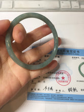 Load image into Gallery viewer, 58.5mm Certified Type A 100% Natural light green/blue/gray Guatemala slim round cut Jadeite bangle PD75-8151