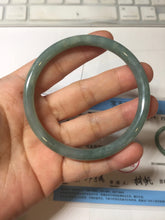 Load image into Gallery viewer, 58.5mm Certified Type A 100% Natural light green/blue/gray Guatemala slim round cut Jadeite bangle PD75-8151