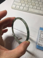 Load image into Gallery viewer, 56mm Certified Type A 100% Natural green/black/gray with dark green floating flowers slim round cut Jadeite bangle PD76-5745