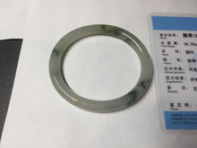 Load image into Gallery viewer, 52mm certified type A 100% Natural green/white with floating flowers slim oval jadeite jade bangle BP26-2670