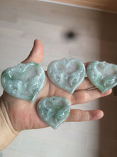 Load image into Gallery viewer, 100% Natural type A light green/white concentric hearts/pinky promise(执子之手,与子偕老) jadeite Jade pendant necklace AZ74