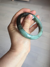 Load image into Gallery viewer, 58.5mm certified Type A 100% Natural sunny green dark green light green (half mountain half watery 半山半水) Jadeite Jade bangle PB194-9765