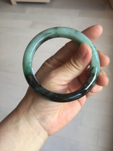 Load image into Gallery viewer, 58.5mm certified Type A 100% Natural sunny green dark green light green (half mountain half watery 半山半水) Jadeite Jade bangle PB194-9765