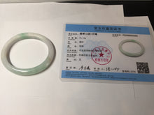 Load image into Gallery viewer, 51mm Certified Type A 100% Natural sunny green white Jadeite Jade oval bangle D161-5352