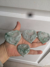 Load image into Gallery viewer, 100% Natural type A light green/white concentric hearts/pinky promise(执子之手,与子偕老) jadeite Jade pendant necklace AZ74