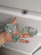 Load image into Gallery viewer, 100% Natural type A light green/white concentric hearts/pinky promise(执子之手,与子偕老) jadeite Jade pendant necklace AZ74