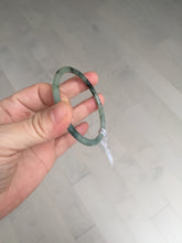 Load image into Gallery viewer, 56mm Certified Type A 100% Natural green/black/gray with dark green floating flowers slim round cut Jadeite bangle PD76-5745