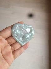 Load image into Gallery viewer, 100% Natural type A light green/white concentric hearts/pinky promise(执子之手,与子偕老) jadeite Jade pendant necklace AZ74