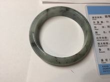 Load image into Gallery viewer, 54.5mm certified 100% natural icy watery light green with dark green flying flowers jadeite jade bangle S90-7079