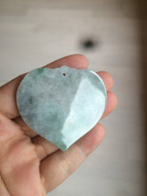 Load image into Gallery viewer, 100% Natural type A light green/white concentric hearts/pinky promise(执子之手,与子偕老) jadeite Jade pendant necklace AZ74