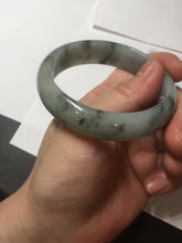 Load image into Gallery viewer, 54.5mm certified 100% natural icy watery light green with dark green flying flowers jadeite jade bangle S90-7079