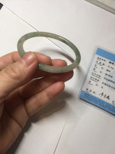 Load image into Gallery viewer, 56mm Certified Type A 100% Natural sunny green/black/gray with dark green floating flowers slim round cut Jadeite bangle PD77-5764