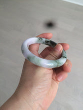 Load image into Gallery viewer, 56.3mm certified 100% natural Type A dark green/purple  jungle camouflage color jadeite jade bangle AX77-5285
