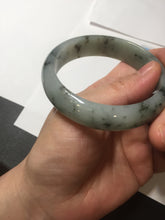 Load image into Gallery viewer, 54.5mm certified 100% natural icy watery light green with dark green flying flowers jadeite jade bangle S90-7079