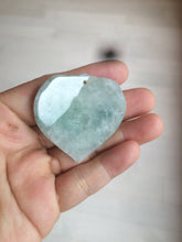Load image into Gallery viewer, 100% Natural type A light green/white concentric hearts/pinky promise(执子之手,与子偕老) jadeite Jade pendant necklace AZ74