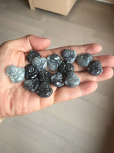 Load image into Gallery viewer, 100% Natural type A black white(Wuji 乌鸡, Shuimo 水墨) small happy Buddha (拇指佛) jadeite Jade pendant group PB44