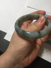 Load image into Gallery viewer, 54.5mm certified 100% natural icy watery light green with dark green flying flowers jadeite jade bangle S90-7079