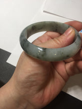 Load image into Gallery viewer, 54.5mm certified 100% natural icy watery light green with dark green flying flowers jadeite jade bangle S90-7079