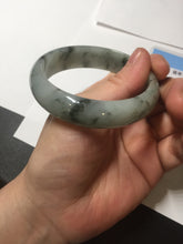 Load image into Gallery viewer, 54.5mm certified 100% natural icy watery light green with dark green flying flowers jadeite jade bangle S90-7079