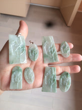 Load image into Gallery viewer, 100% Natural type A light green safe and sound pendant with the carved hieroglyph of "Buddha" jadeite Jade pendant group B99