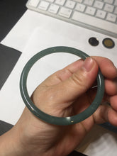 Load image into Gallery viewer, 61mm Certified Type A 100% Natural icy watery dark green/blue/gray/black slim round cut Guatemala Jadeite bangle BP29-7056